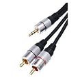HQ 2 Metre 3.5mm to 2 x Phono Plugs Gold Metal Cable by Cable Mountain