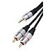 HQ 2 Metre 3.5mm to 2 x Phono Plugs Gold Metal Cable by Cable Mountain