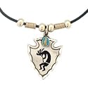 Kokopelli Arrowhead Pendant leather necklace