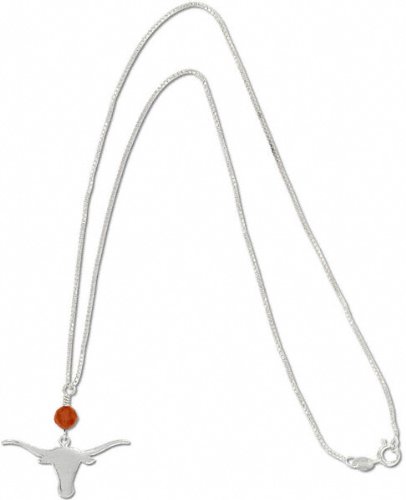 Texas Longhorns Sterling Silver Charm Necklace with Round Crystal