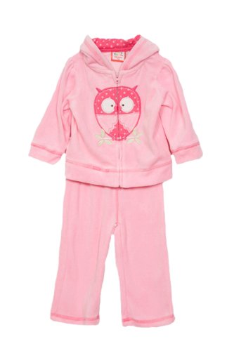 Baby Togs Infant Girls Cute Pink Owl Applique Velour Track Suit 12M
