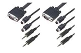 Male-Male Super KVM Cables Combine HD15 Video + 2 Mini DIN 6 + 2 3.5mm Lines 100.0 FEET