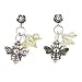 Honey Bee Dangle Earrings in Sterling Silver with Peridot Gemstone Beads on a Sterling Flower Post, #7705