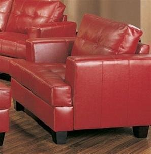 Coaster Samuel Modern Tufted Chair in Red Bonded Leather