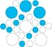 Set of 30 - White / Ice Blue Circles Polka Dots Vinyl Wall Graphic Decals Stickers