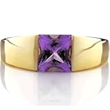 14K Yellow Gold Ring with 7x7mm Amethyst Gemstone