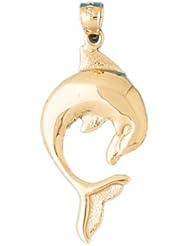 Dazzlers Solid 14 karats gold Dolphin Charm Pendant Available in three colors from jewelsberry (weights: 3.6 grams only)