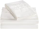 IMAGE OF Peacock Alley Luxury Linens Flamenco 400-Thread-Count Percale 100-Percent Long Staple Cotton Queen Sheet Set, White