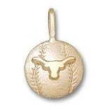 Texas Longhorns Solid 14K Gold Longhorn Baseball Pendant