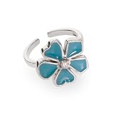 Eve's Addiction Turquoise Enamel Flower Silver Toe Ring