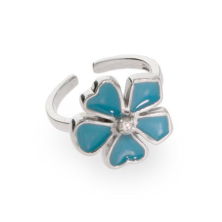 Eve's Addiction Turquoise Enamel Flower Silver Toe Ring