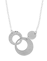 Boma Sterling Silver Three Circle Multi Finish Necklace, 16 inches