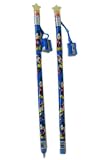 Disney Mickey Mouse 2 Pack Blue Jumbo Pencil With Star Topper and Pencil Sharpener