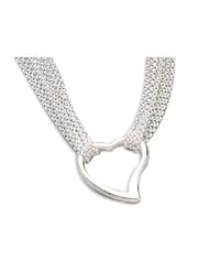 Four Strand Polished Open Heart Pendant Necklace Sterling Silver Passionate Hearts