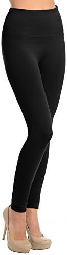 High Waisted Fleece Leggings (Black, Plus)