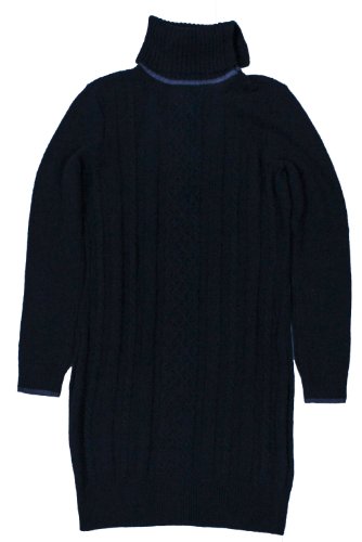 Nautica Women's Cowlneck Cable Sweater Dress (Double Navy Blue) (Large)