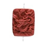 Red Cinnabar Rectangle Focal Pendant Bead Carved Dragon 25x20mm (1)