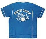 Brew Crew Bowling Shirt Blue & White Classic Bowling Shirt