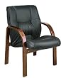 Leather Vistors Chair With Cherry Fishish Wood Base And Arms By Office Star