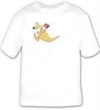 T-shirt with purse, kangaroo, jumping, cartoons, cartoon, hopping, animal, handbag