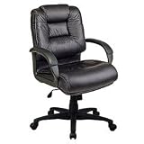 Leather Office Chair - Deluxe Mid Back Executive Leather Chair in Black - Office Star - EX5161-3
