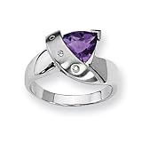 Amethyst and Diamond Sterling Silver Ring (Sizes 6-8)