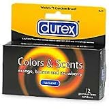 Durex Colors&Scents Lubricated Latex Condoms-12Ea/PX6P