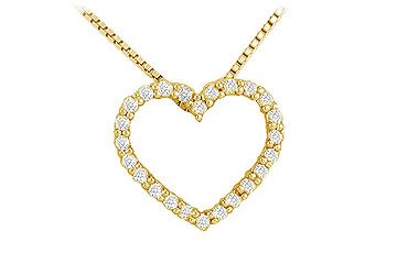 Diamond Heart Pendant : 14K Yellow Gold - 0.25 CT Diamonds Diamond Heart Pendant : 14K Yellow Gold