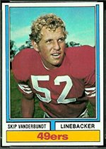 1974 Topps Regular (Football) Card# 352 Skip Vanderbundt of the San Francisco 49ers Ex Condition
