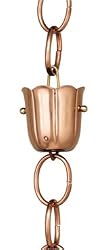 72" Handcrafted Polished Copper "Bluebell Flower" Rain Chain