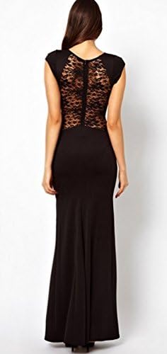 Spikerking Women's Evening dress Gown Sexy Elegant noble back hollow out lace party dress,Black,Small