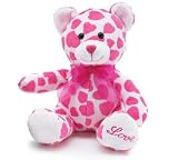 Valentine White Bear with Pink Hearts 8" Plush
