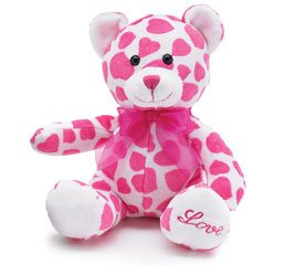 Valentine White Bear with Pink Hearts 8" Plush [Toy]