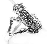 Sterling Silver Vintage Look Marcasite Frog Ring (Size 5,6,7,8,9)