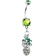 Peridot Green Cubic Zirconia Pineapple Belly Ring