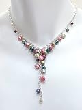 Jewelry : Pink, Green, Plum and Peacock Mixed Freshwater Pearl Cascade Necklace