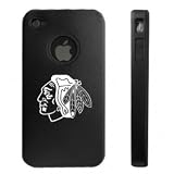 Apple iPhone 4 4S 4G Black Aluminum & Silicone Case Chicago Blackhawks