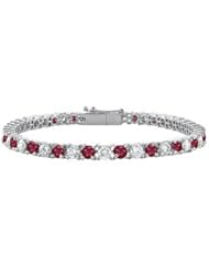 Ruby and Diamond Tennis Bracelet 18K White Gold - 5.00 CT TGW