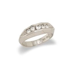 14K White Gold Ladies Diamond Wedding Band Size 8