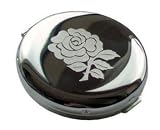 Personalised Round Silver Rose Compact Mirror Engraved
