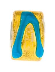 Kera Gold Turquoise Murano Glass Wheel Bead