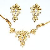 Valentine Gift - Gold Plated Earring and Necklace Sets Cubic Zirconia Handmade Costume Jewelry