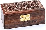 Jewelry Box Wood Carving Hand Engraved Antiqued Finish Indian Style (wc343)