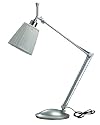 Silver Finish Adjustable Table Desk Lamp w/White Fabric Shade