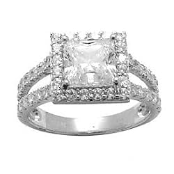 Sterling Silver Princess Cubic Zirconia Ring -1.60 ct tw