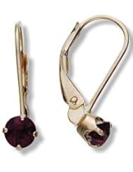 January 10 Karat Yellow Gold Genuine 0.60tcw. 4mm Garnet Leverback Earrings for Girls