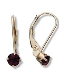 January 10 Karat Yellow Gold Genuine 0.60tcw. 4mm Garnet Leverback Earrings for Girls