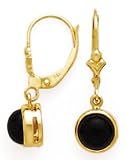 14KY & ROUND ONYX 6MM EARRING (LEVER BACK)