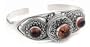 Gothic Costume Sterling Silver Poison Box Locket Cuff Bracelet with Genuine Amber