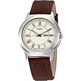 Timex Men's T2E581 Elevated Classics Dress Brown Leather Strap Watch ~ Timex